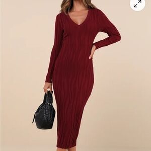Lulu's Red Long Sleeve Dress